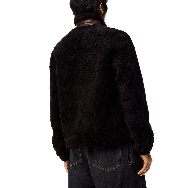 Shop LOEWE FW21 Jaket Kasual Wool Hitam Lelaki H526Y19L24-1103