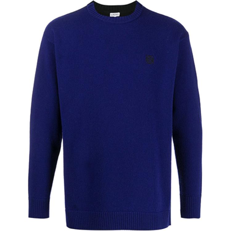 LOEWE FW21 Wool Crewneck Long Sleeve Sweater - Dark Blue H3109440SM-5110