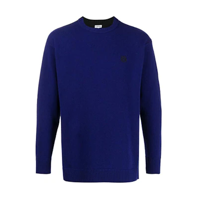 LOEWE FW21 Wool Crewneck Long Sleeve Sweater - Dark Blue H3109440SM-5110