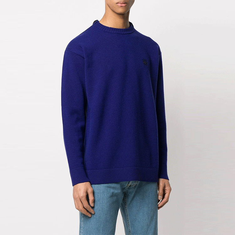 Purchase LOEWE 2021秋冬羊毛长袖毛衣 - 深蓝色 H3109440SM-5110