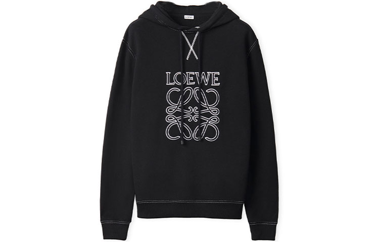 LOEWE FW22  Black Embroidered Logo Oversized Hoodie H526Y25X02-1100