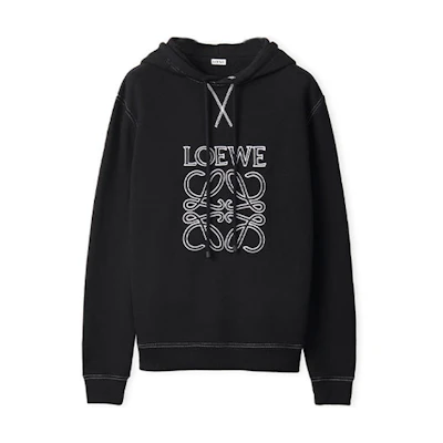 LOEWE FW22 Black Embroidered Logo Oversized Hoodie H526Y25X02-1100