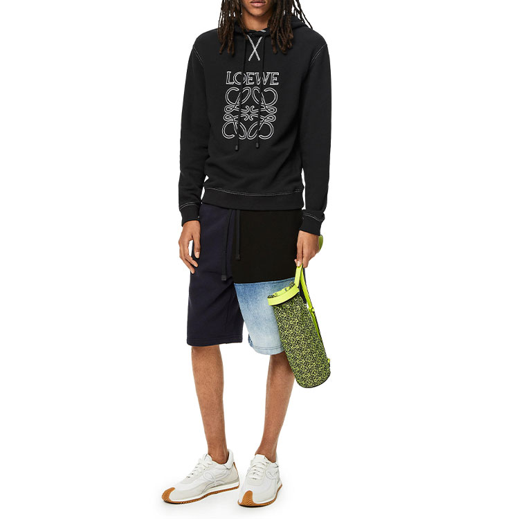 Shop ロエベ FW22 ブラック 刺繍ロゴ オーバーサイズ フーディー H526Y25X02-1100