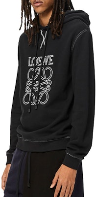 ロエベ FW22 ブラック 刺繍ロゴ オーバーサイズ フーディー H526Y25X02-1100 Details for ロエベ FW22 ブラック 刺繍ロゴ オーバーサイズ フーディー H526Y25X02-1100