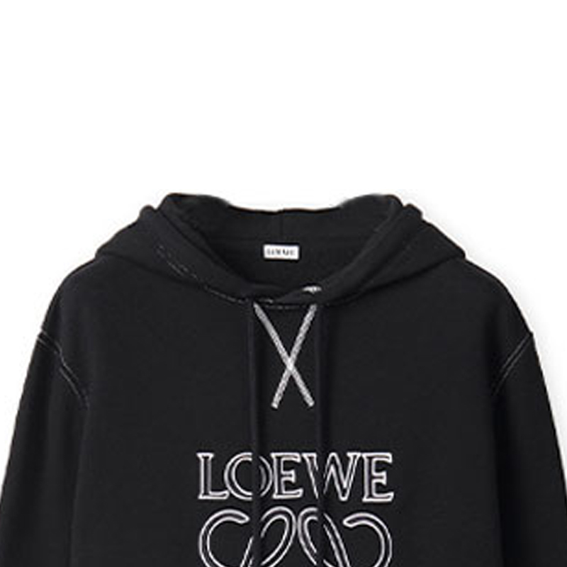 Sizing ロエベ FW22 ブラック 刺繍ロゴ オーバーサイズ フーディー H526Y25X02-1100