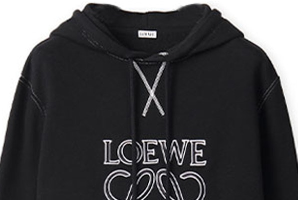 ロエベ FW22 ブラック 刺繍ロゴ オーバーサイズ フーディー H526Y25X02-1100 Sizing ロエベ FW22 ブラック 刺繍ロゴ オーバーサイズ フーディー H526Y25X02-1100