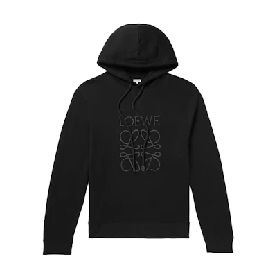 LOEWE FW22 Black Loose Fit Hoodie with Embroidered Logo. H526Y25X02-1185