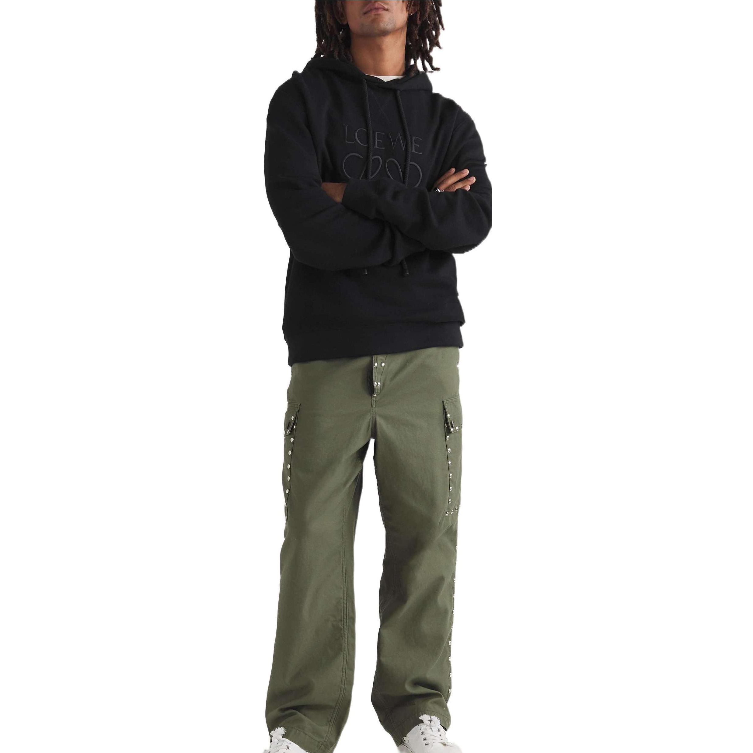 Lookbook LOEWE FW22  Black Loose Fit Hoodie with Embroidered Logo. H526Y25X02-1185