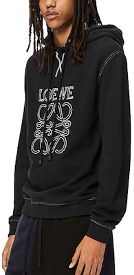 LOEWE FW22 Black Loose Fit Hoodie with Embroidered Logo. H526Y25X02-1185 Shop LOEWE FW22 Black Loose Fit Hoodie with Embroidered Logo. H526Y25X02-1185