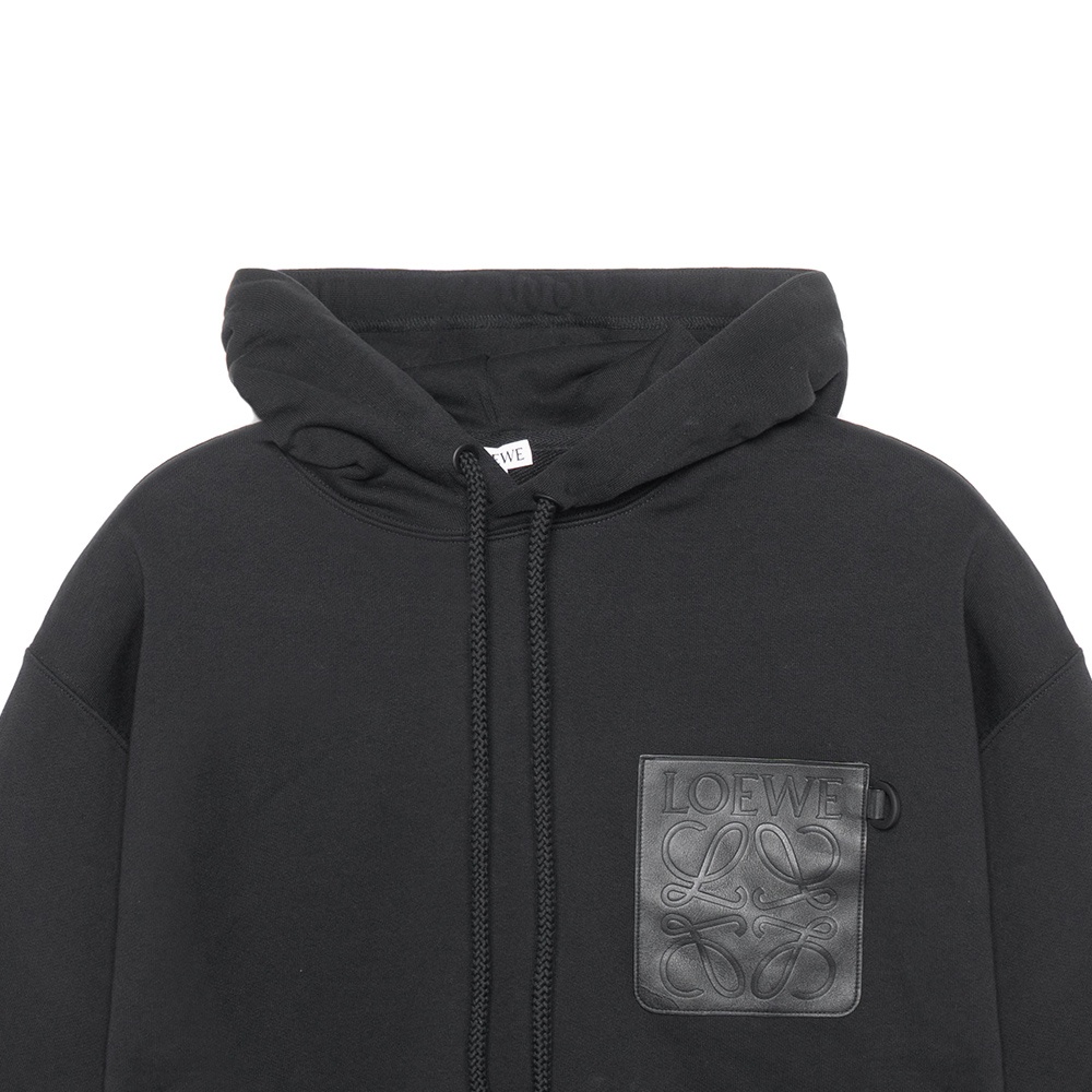Cheap LOEWE FW22 黑色純色Logo抽繩連帽衫. H526Y25X21-1100