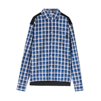 LOEWE FW22 Blue Plaid Print Long-Sleeve Button-Up Shirt. H526Y05W94-1105
