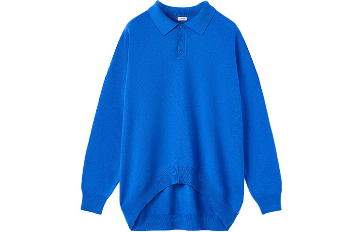 LOEWE FW22  Electric Blue Long Sleeve Polo Shirt. H526Y14KCM-5560