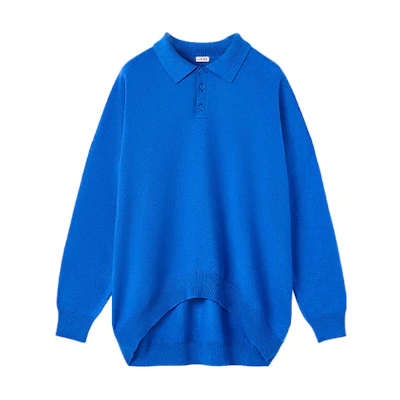 LOEWE FW22 Electric Blue Long Sleeve Polo Shirt. H526Y14KCM-5560