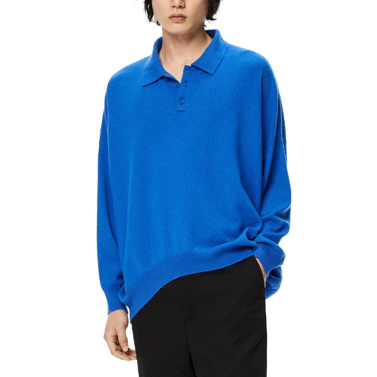 Shop ロエベ FW22 エレクトリックブルー ロングスリーブ ポロシャツ. H526Y14KCM-5560