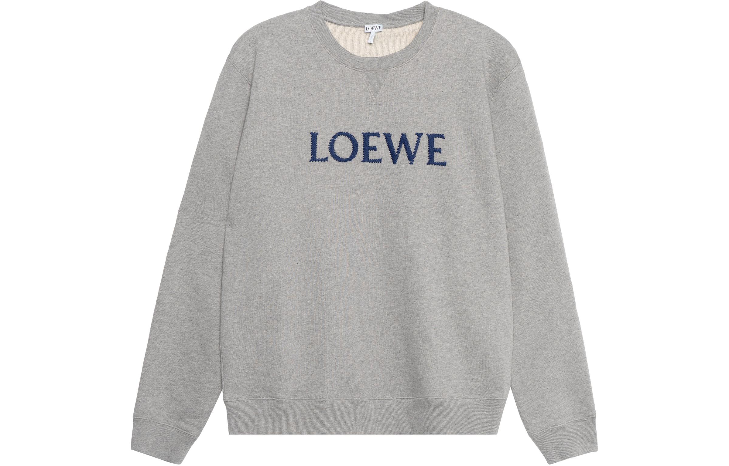 LOEWE FW22  Embroidered Logo Crewneck Sweatshirt in Ash Grey. H526Y24J26-1440