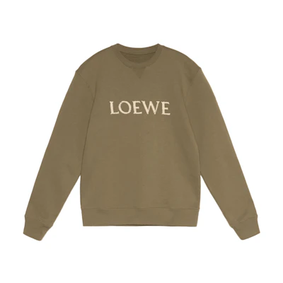 LOEWE FW22 Green Crewneck Sweatshirt with Embroidered Letters. H526Y24J26-4430