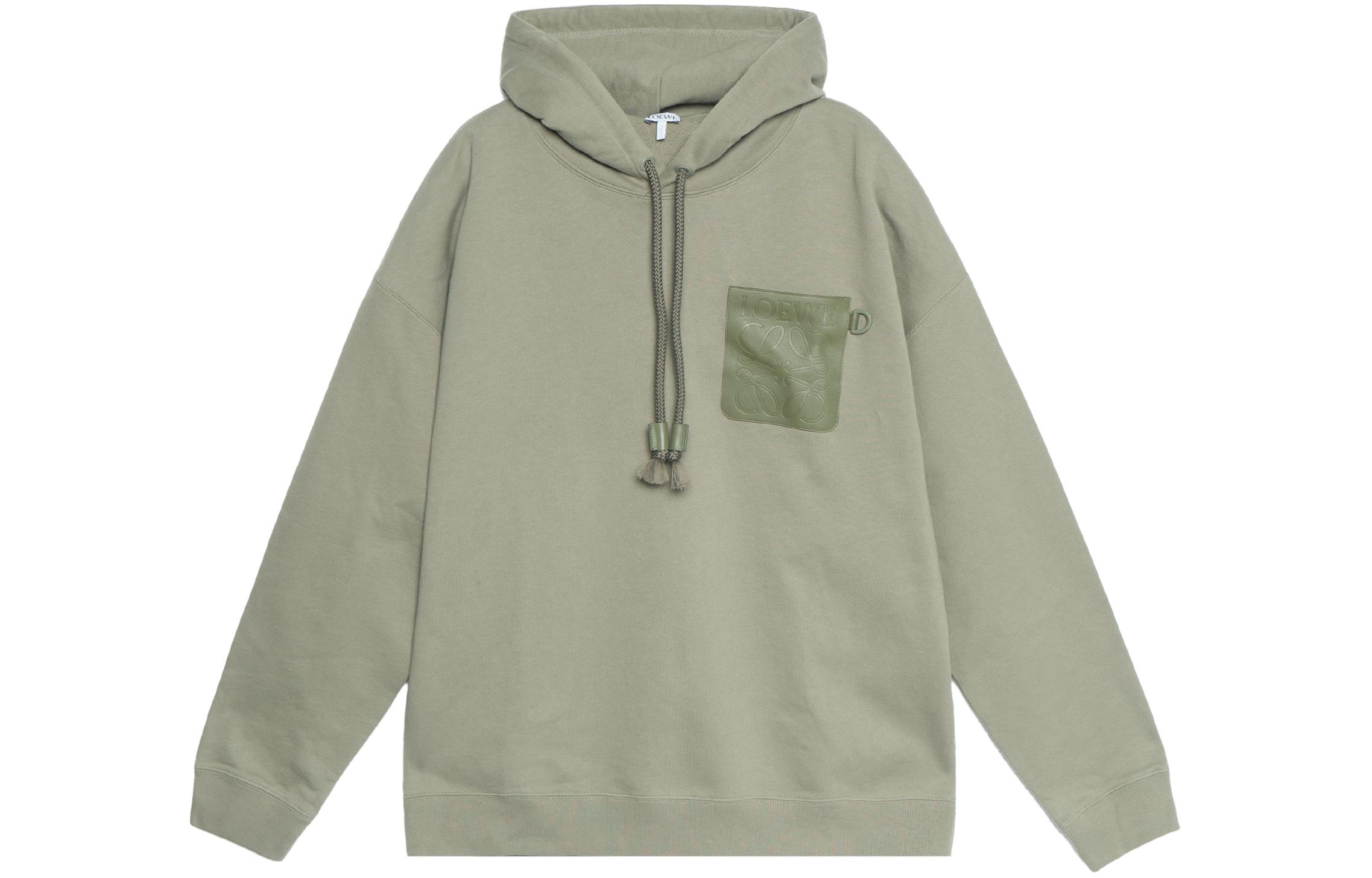 LOEWE FW22  Green Solid Logo Patch Drawstring Hoodie H526Y25X21-4430