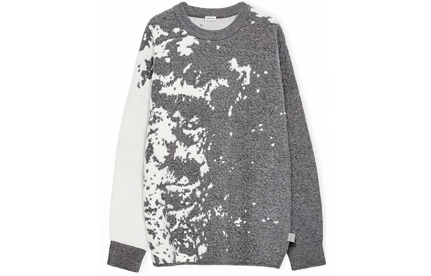 LOEWE FW22  Grey White Graphic Intarsia Wool Sweater. H526Y14KDI-1122