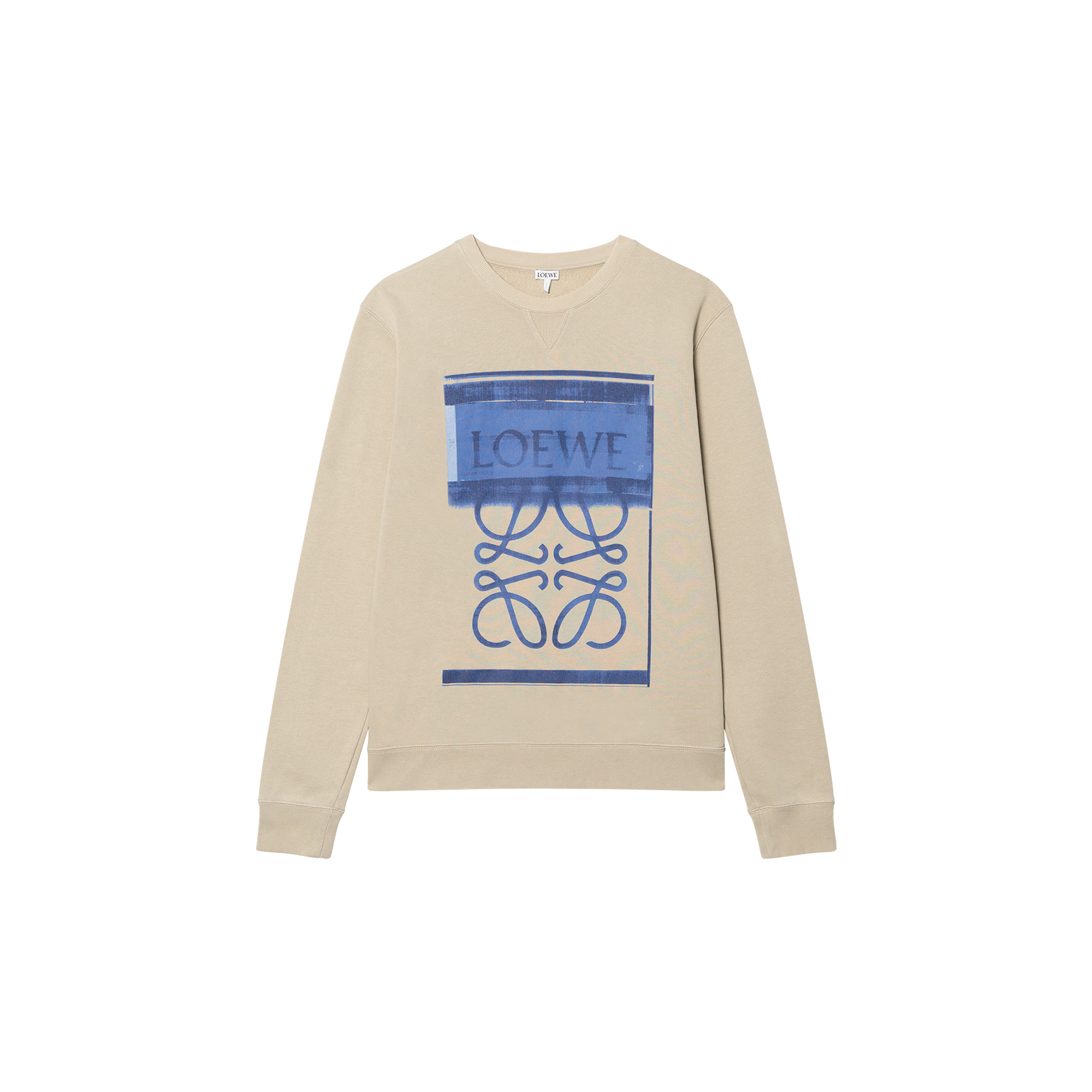 LOEWE FW22  Logo Print Cotton Crewneck Long Sleeve Sweatshirt Rock Grey H526Y24X11-1250