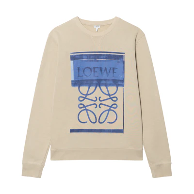 LOEWE FW22 Logo Print Cotton Crewneck Long Sleeve Sweatshirt Rock Grey H526Y24X11-1250