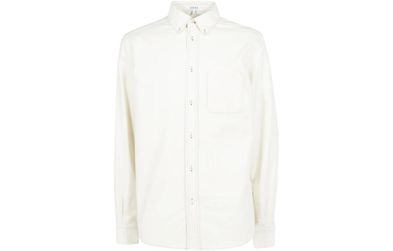 LOEWE FW22  Solid Color Button-Up Long Sleeve Shirt White H526Y05W89-2370