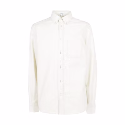 LOEWE FW22 Solid Color Button-Up Long Sleeve Shirt White H526Y05W89-2370