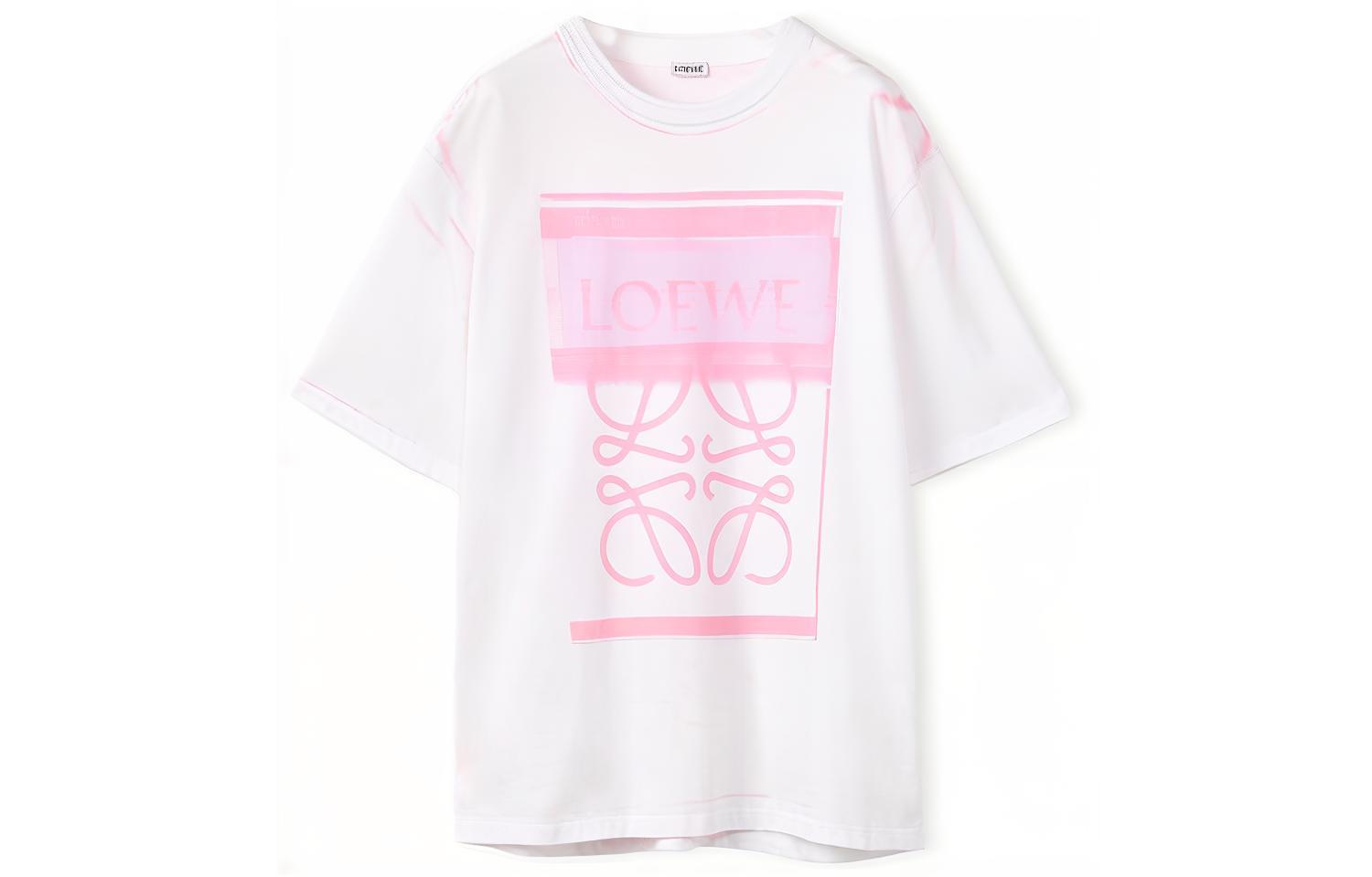 LOEWE FW22  White Logo Print Crewneck Casual T-Shirt. H526Y22X27-2102