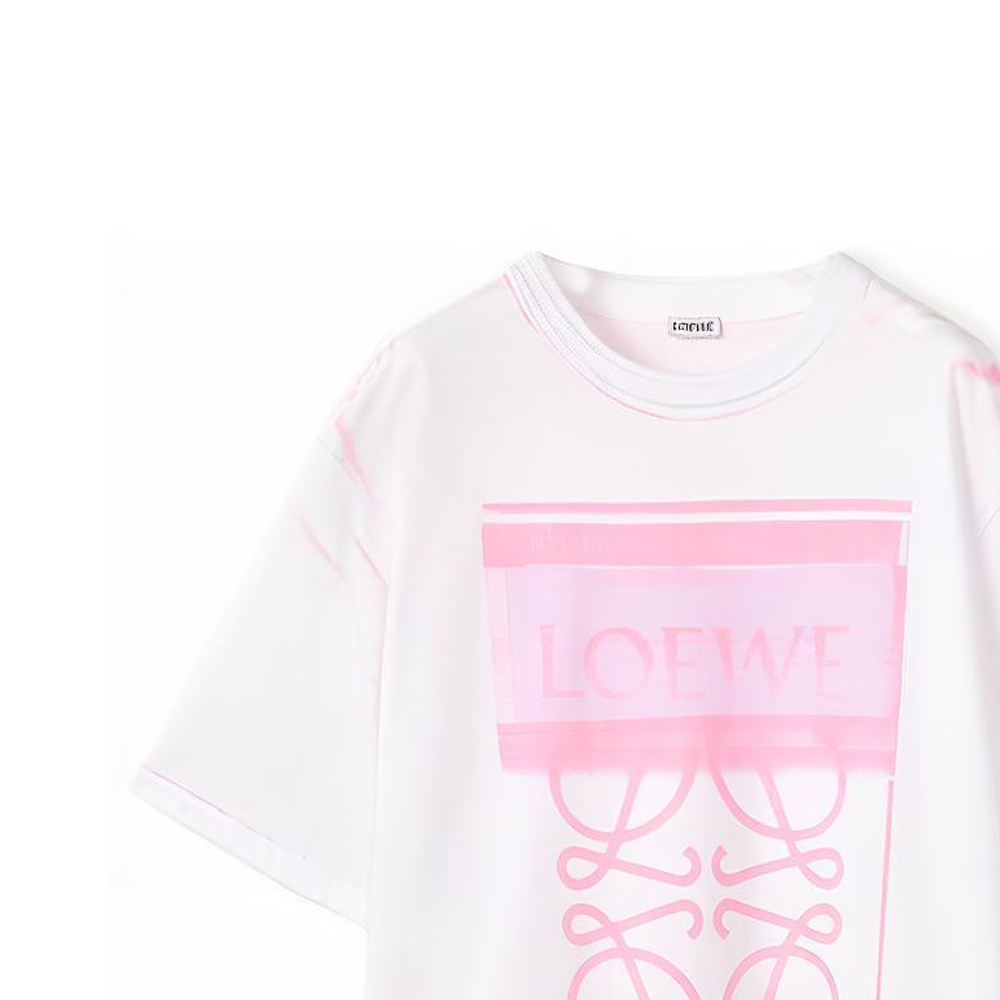 Details for LOEWE FW22 Baju-T Krew Leher Putih Logo Cetakan Kasual. H526Y22X27-2102