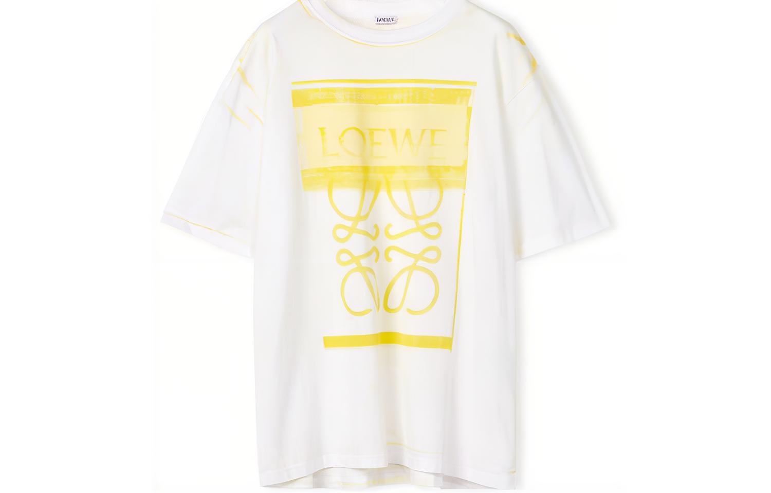 Order ロエベ FW22 イエロー コットン Tシャツ ロゴプリント レプリカ風。 H526Y22X27-2108