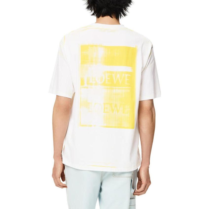 Shop ロエベ FW22 イエロー コットン Tシャツ ロゴプリント レプリカ風。 H526Y22X27-2108