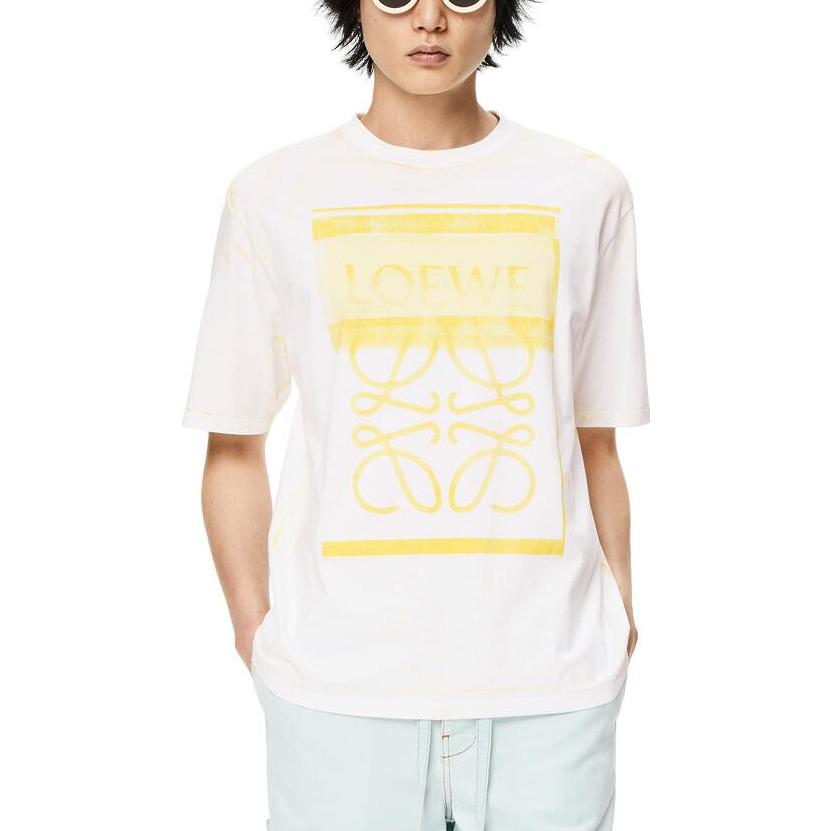 Purchase ロエベ FW22 イエロー コットン Tシャツ ロゴプリント レプリカ風。 H526Y22X27-2108