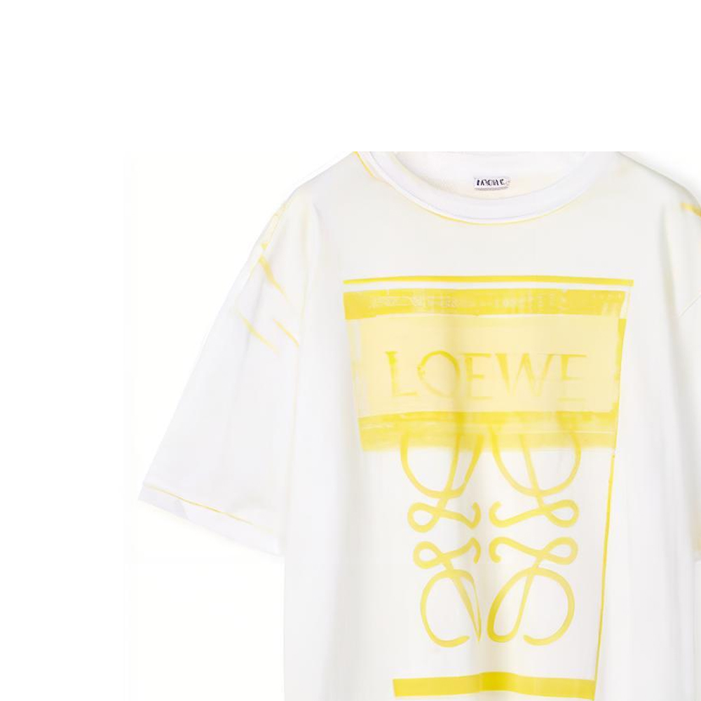 Details for ロエベ FW22 イエロー コットン Tシャツ ロゴプリント レプリカ風。 H526Y22X27-2108