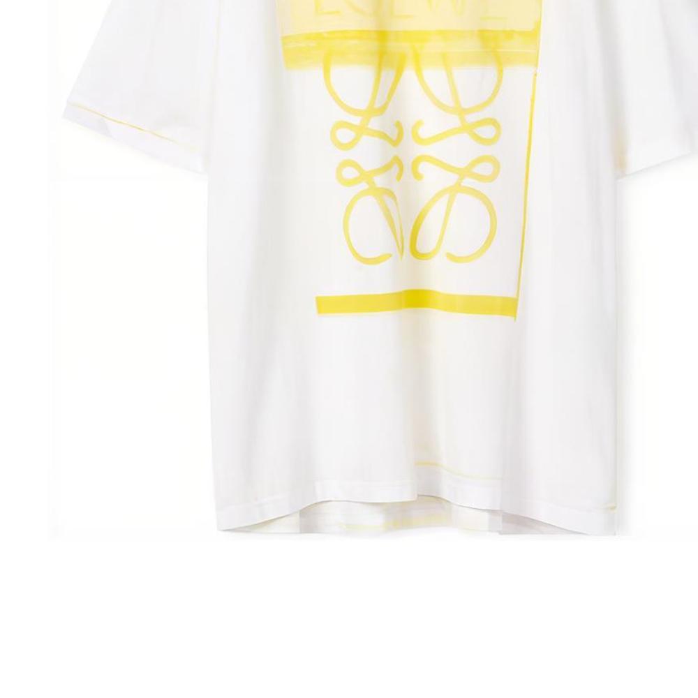 Sizing ロエベ FW22 イエロー コットン Tシャツ ロゴプリント レプリカ風。 H526Y22X27-2108