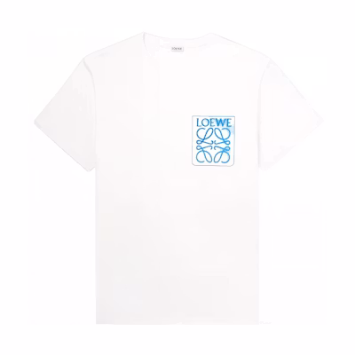 LOEWE FW22 Anagram Embroidered Logo Pocket T-Shirt White Tee. H526Y22X25-2100