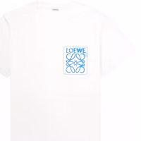 Cheap LOEWE FW22 Anagram 刺繡標誌口袋短袖T恤 白色上衣。 H526Y22X25-2100