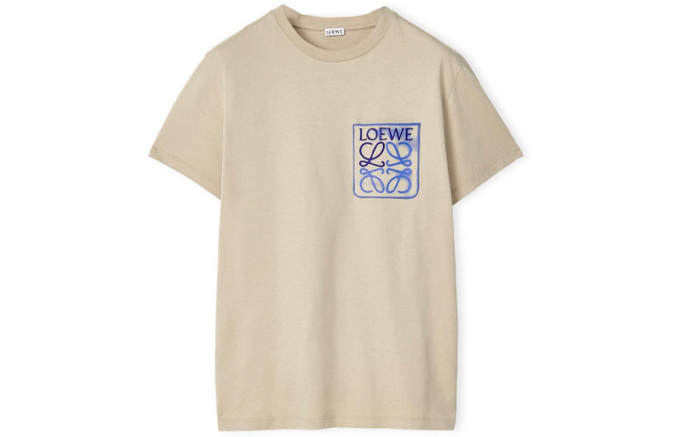 LOEWE FW22 Anagram Embroidered Logo Printed Pocket T-Shirt Grey White  Tee H526Y22X25-1250