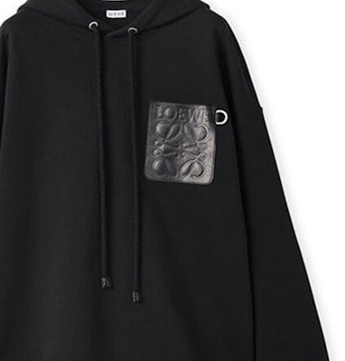 LOEWE FW22 黑色標誌補丁寬鬆連帽衫 秋季休閒長袖上衣 H526Y25X15-1100 Details for LOEWE FW22 黑色標誌補丁寬鬆連帽衫 秋季休閒長袖上衣 H526Y25X15-1100