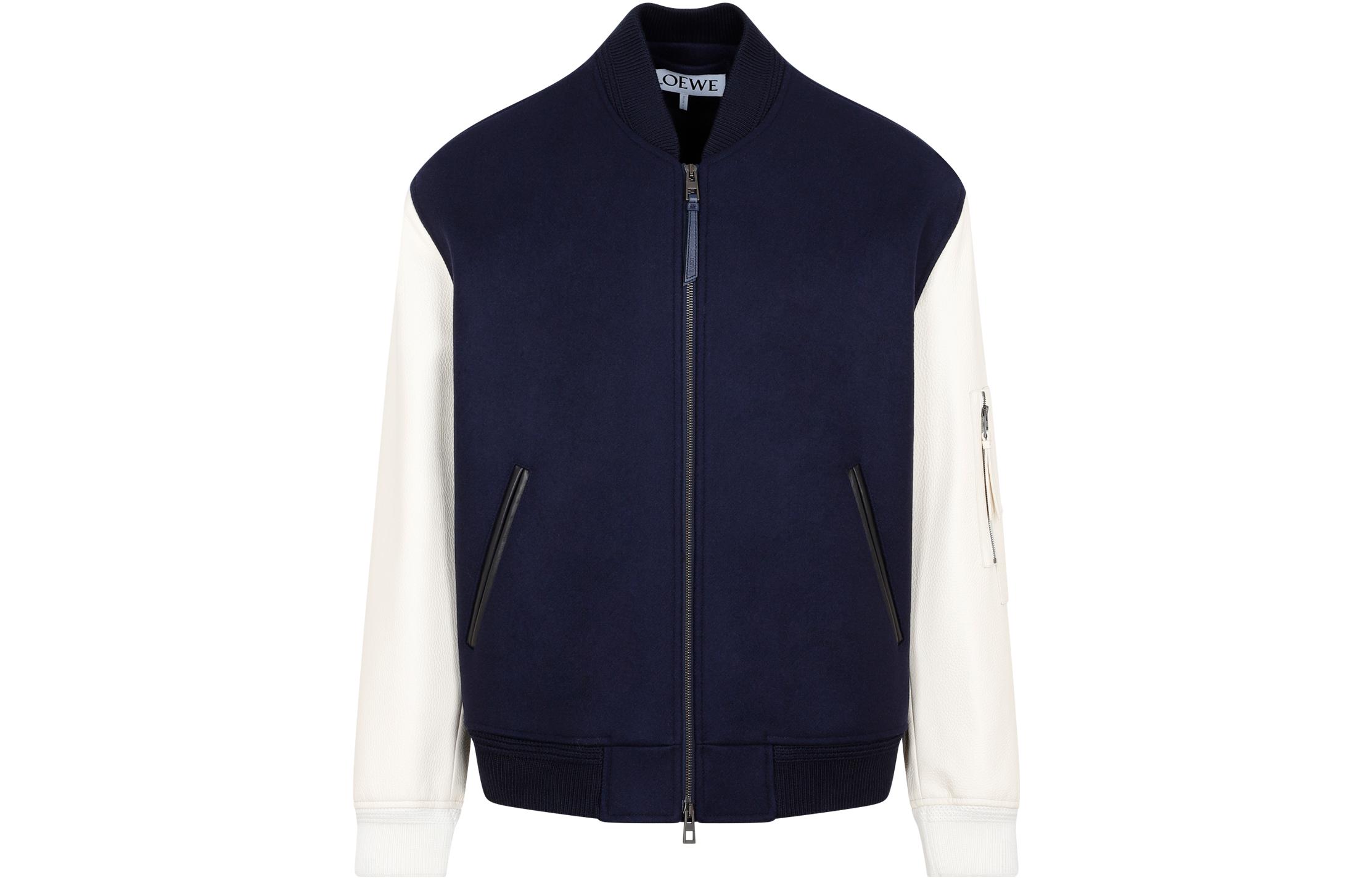 LOEWE FW22 Colorblock Baseball Collar Zip Jacket Blue Men H526Y02W24-5112