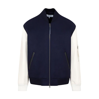 LOEWE FW22 Colorblock Baseball Collar Zip Jacket Blue Men H526Y02W24-5112