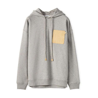 LOEWE FW22 Contrast Anagram Patch Hoodie Grey. H526Y25J12-1120