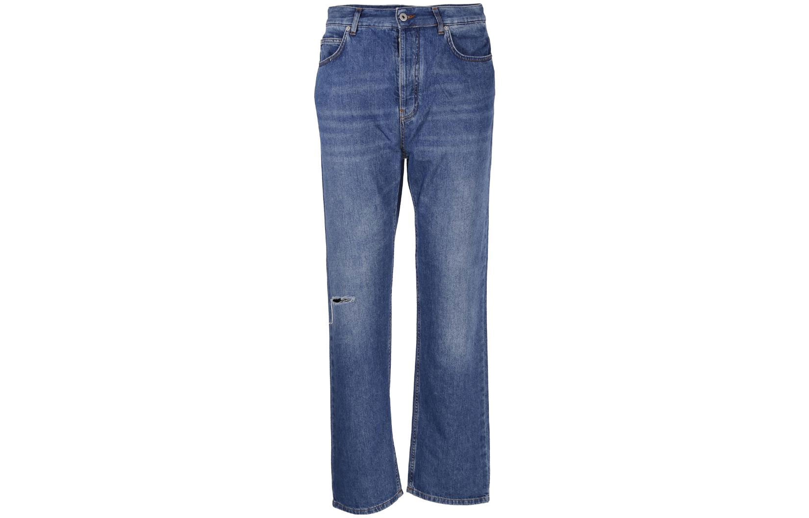LOEWE FW22 Distressed Straight-Fit Jeans Deep Blue Season. H526Y11X22-5380