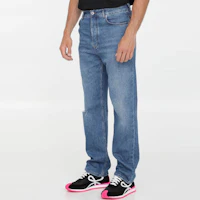 Shop LOEWE FW22做旧直筒牛仔裤 深蓝色 秋季款 H526Y11X22-5380