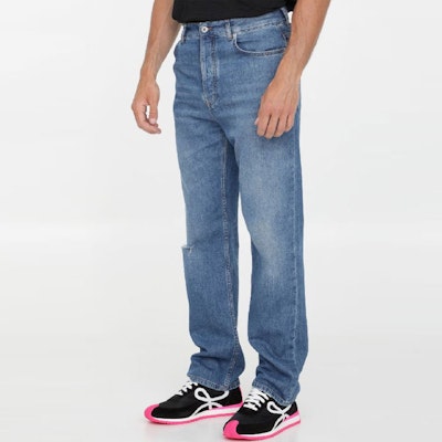 ロエベ FW22 ディストレートストレートジーンズ ディープブルー 秋コレクション H526Y11X22-5380 Shop ロエベ FW22 ディストレートストレートジーンズ ディープブルー 秋コレクション H526Y11X22-5380