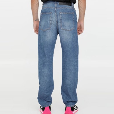 ロエベ FW22 ディストレートストレートジーンズ ディープブルー 秋コレクション H526Y11X22-5380 Details for ロエベ FW22 ディストレートストレートジーンズ ディープブルー 秋コレクション H526Y11X22-5380
