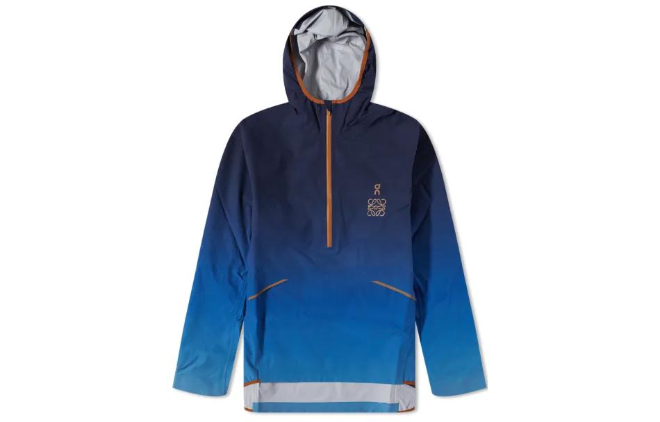 LOEWE FW22 Gradient Logo Print Hooded Windbreaker Jacket Blue () H929Y02X01-6227