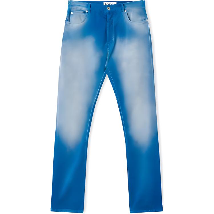 LOEWE FW22 Logo Embossed Patch Straight Fit Jeans Men’s Blue H526Y11X29-5100