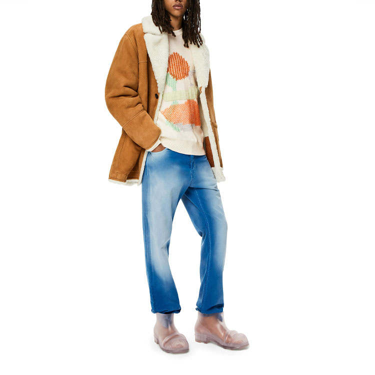 Lookbook ロエベ FW22 ロゴエンボス パッチ ストレートフィット ジーンズ メンズ ブルー H526Y11X29-5100