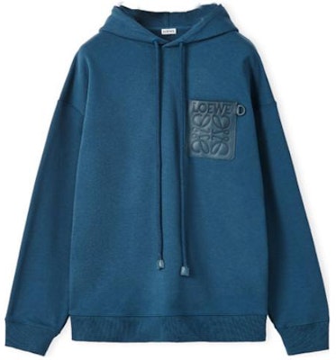 LOEWE FW22 Men’s Oversized Pullover Hoodie with Logo Patch in Petrol Blue. H526Y25X15-1200 Buy LOEWE FW22 Men’s Oversized Pullover Hoodie with Logo Patch in Petrol Blue. H526Y25X15-1200