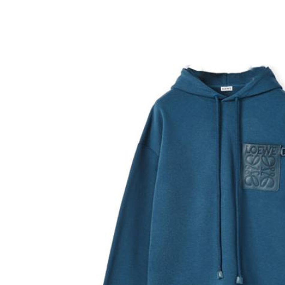 Details for 로에베 FW22 남성 로고 패치 오버사이즈 풀오버 후디 페트롤 블루. H526Y25X15-1200