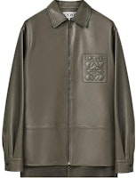 LOEWE FW22 Nappa Leather Zip-Up Shirt Jacket Khaki Outerwear H526Y31L03-4160 LOEWE FW22 Nappa Leather Zip-Up Shirt Jacket Khaki Outerwear H526Y31L03-4160